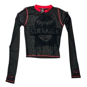 Dolls Kill x Emily the Strange Black and Red Mesh Top